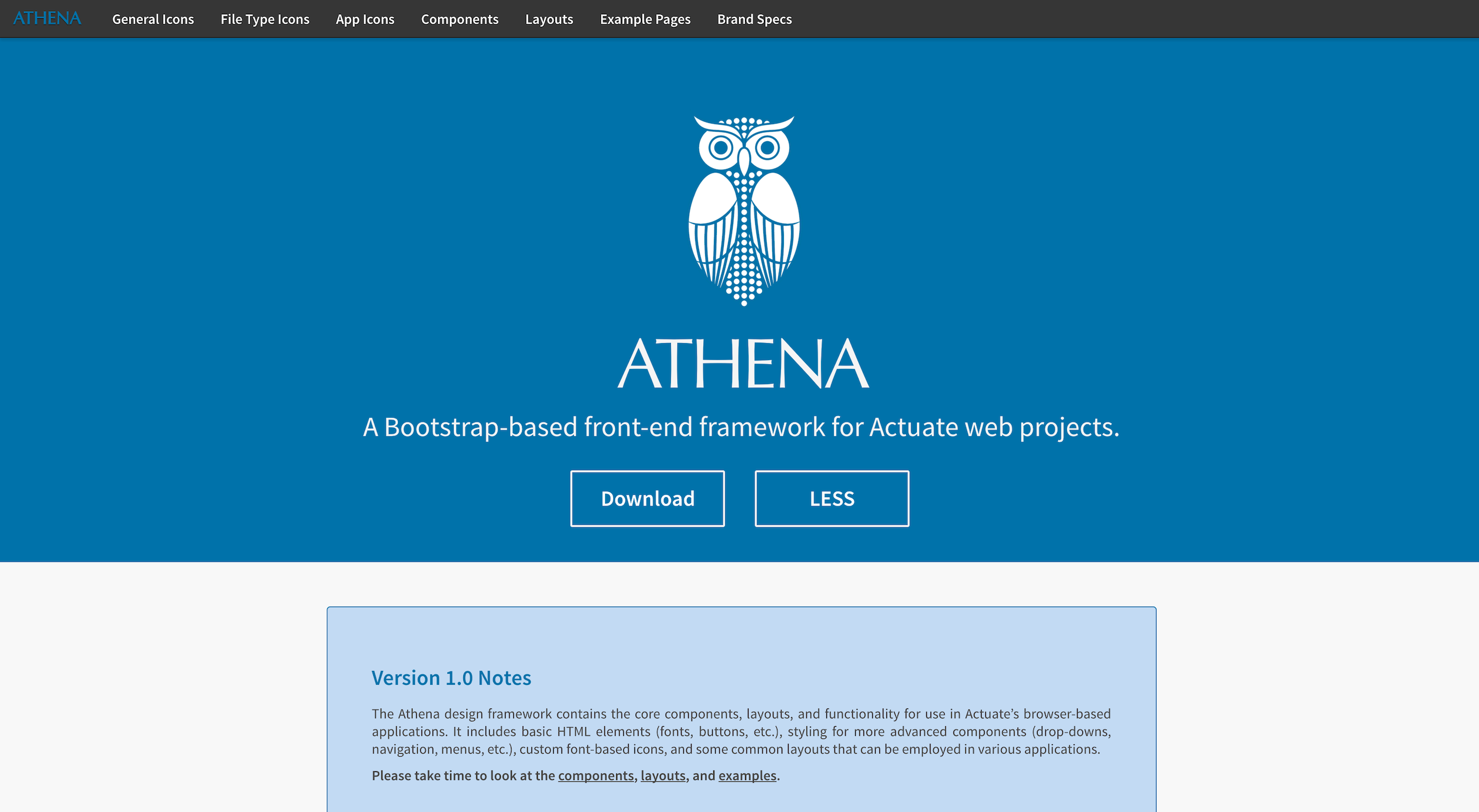 Athena Design System Homepage