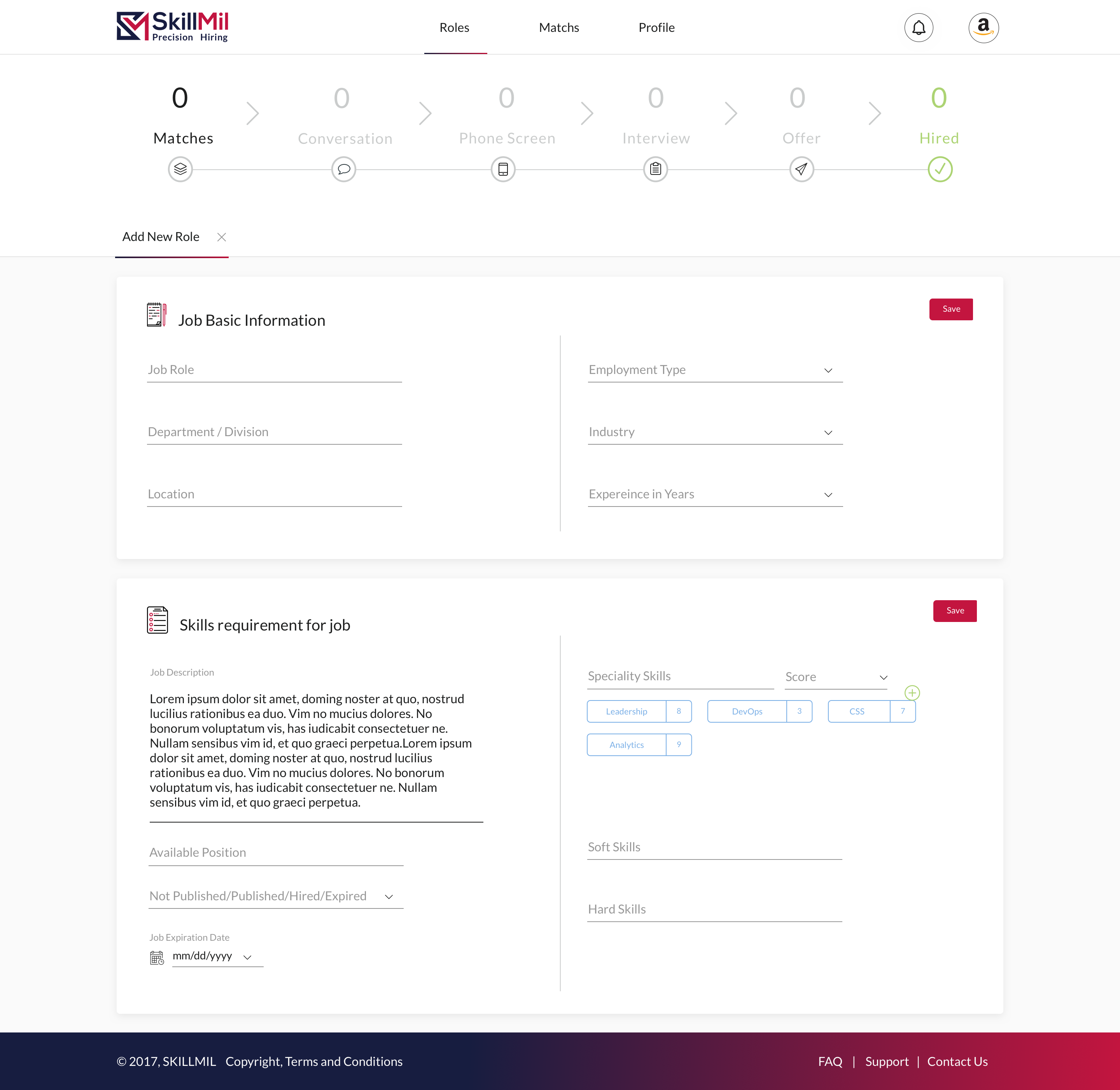Skillmil Employer Adding Role Form