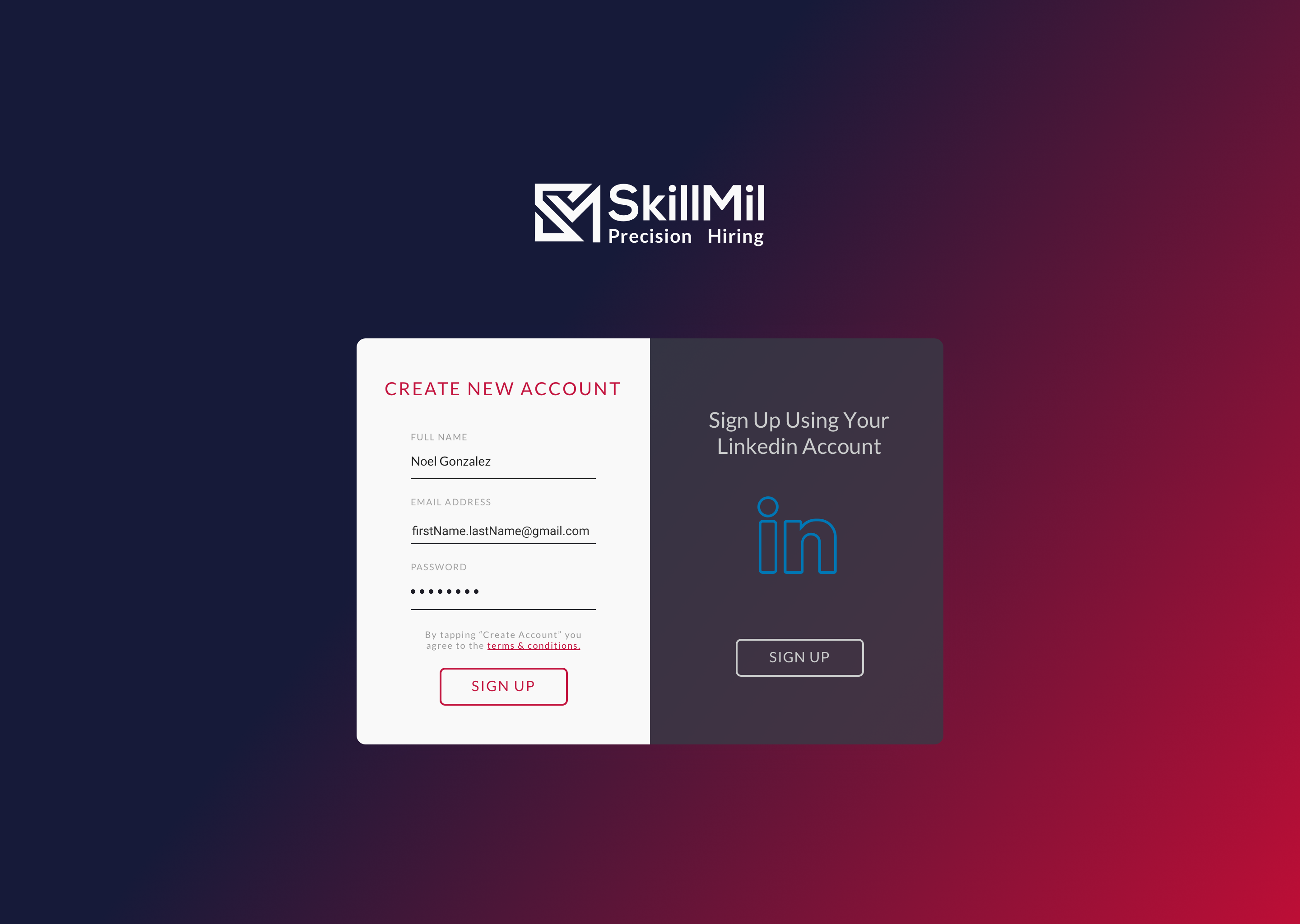 Skillmil Veteran Sign Up